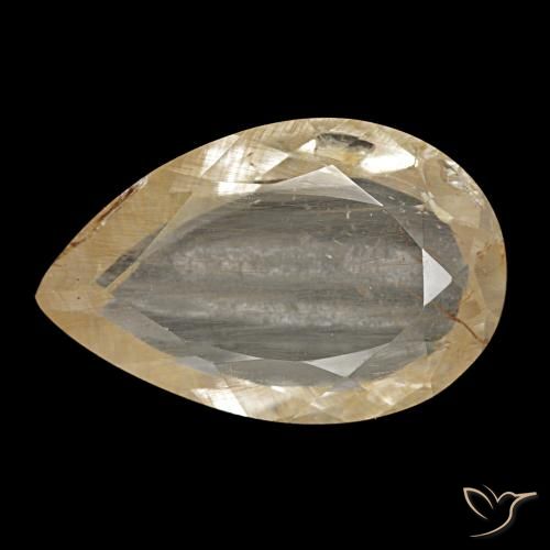 4.65 ct Yellow Rutile Topaz Gemstone, Rutile Topaz Gem in Pear Facet Shape for Sale.