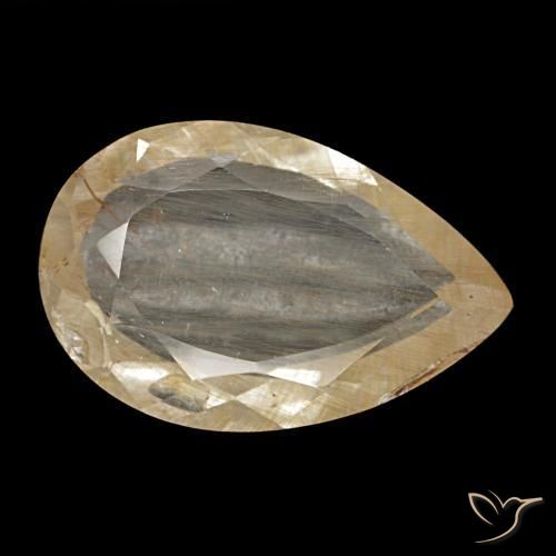 4.65 ct Yellow Rutile Topaz Stone, Natural Rutile Topaz in Pear Facet Shape for Sale