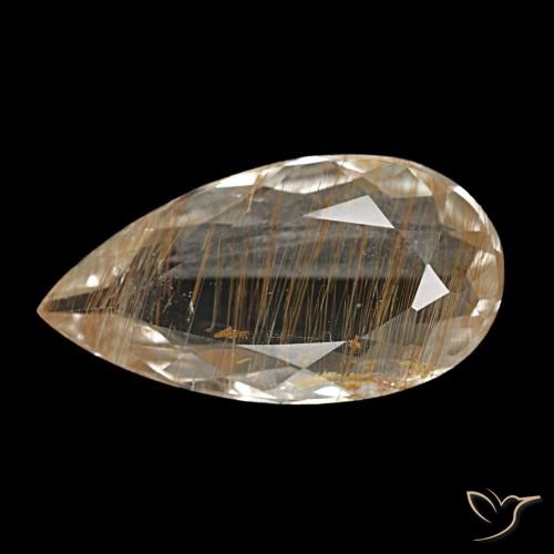 3.56 ct Brown Rutile Topaz Gemstone, Rutile Topaz Gem in Pear Facet Shape for Sale.