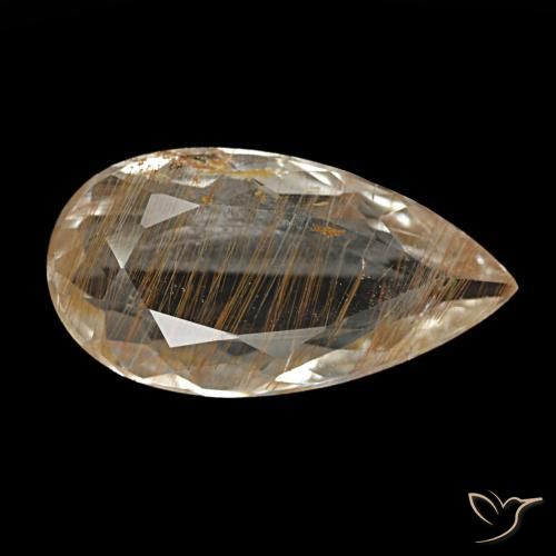 3.56 ct Brown Rutile Topaz Stone, Natural Rutile Topaz in Pear Facet Shape for Sale