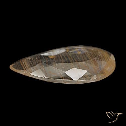 Rutile Topaz Gemstone in 15.3 x 8 mm Size for Sale, Rutile Topaz Stone in Very Light Tawny Brown Color