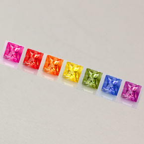 0.97 ct Multicolor Sapphire Gemstone, Sapphire Gem in Princess-Cut Shape for Sale.