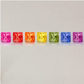 0.97 ct Multicolor Sapphire Stone, Natural Sapphire in Princess-Cut Shape for Sale