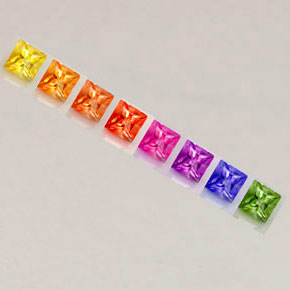 0.92 ct Multicolor Sapphire Gemstone, Sapphire Gem in Princess-Cut Shape for Sale.