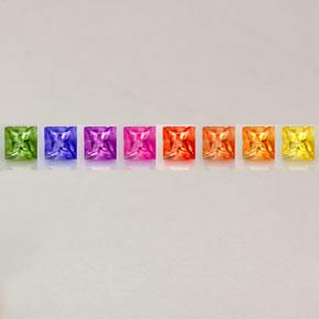 0.92 ct Multicolor Sapphire Stone, Natural Sapphire in Princess-Cut Shape for Sale