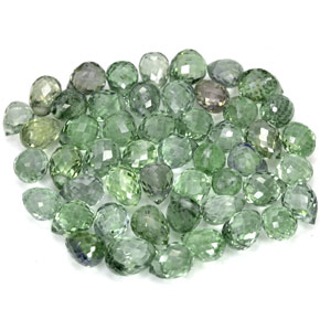 24.06 ct Green Sapphire Gemstone, Sapphire Gem in Briolette with Hole Shape for Sale.