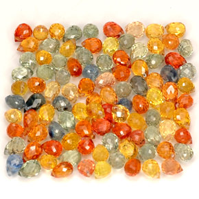 32.18 ct Multicolor Sapphire Gemstone, Sapphire Gem in Briolette with Hole Shape for Sale.