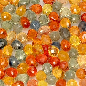 32.18 ct Multicolor Sapphire Stone, Natural Sapphire in Briolette with Hole Shape for Sale