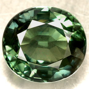 5.04 ct Green Sapphire Gemstone, Sapphire Gem in Oval Facet Shape for Sale.