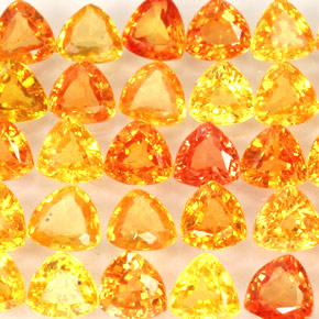 8.23 ct Orange Sapphire Stone, Natural Sapphire in Trillion Facet Shape for Sale