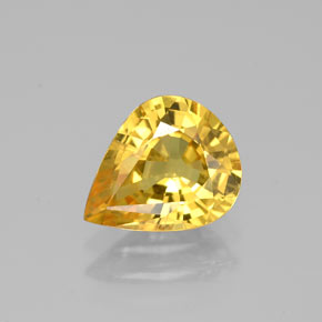 1.92 ct Yellow Sapphire Gemstone, Sapphire Gem in Pear Facet Shape for Sale.