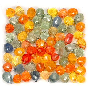 24.60 ct Multicolor Sapphire Gemstone, Sapphire Gem in Briolette with Hole Shape for Sale.