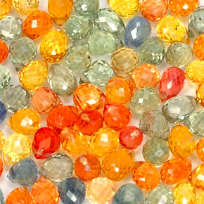 24.60 ct Multicolor Sapphire Stone, Natural Sapphire in Briolette with Hole Shape for Sale