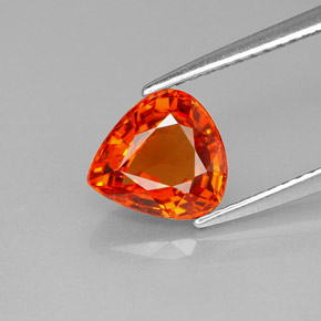 2.12 ct Orange Sapphire Gemstone, Sapphire Gem in Pear Facet Shape for Sale.