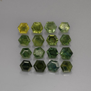 9.21 ct Green Sapphire Stone, Natural Sapphire in Hexagon Cut Shape for Sale