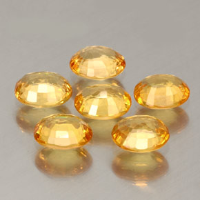 Sapphire Gemstone in 5 x 4.1 mm Size for Sale, Sapphire Stone in Yellow Orange Color