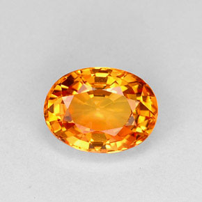 1.25 ct Orange Sapphire Gemstone, Sapphire Gem in Oval Facet Shape for Sale.