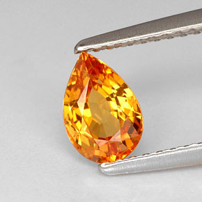 1.02 ct Orange Sapphire Stone, Natural Sapphire in Pear Facet Shape for Sale