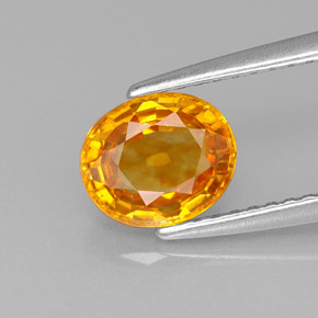 1.41 ct Orange Sapphire Gemstone, Sapphire Gem in Oval Facet Shape for Sale.