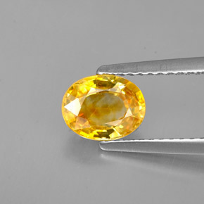 1.33 ct Yellow Sapphire Gemstone, Sapphire Gem in Oval Facet Shape for Sale.