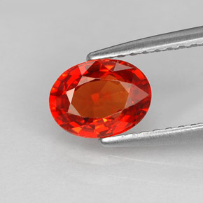 1.24 ct Orange Sapphire Gemstone, Sapphire Gem in Oval Facet Shape for Sale.