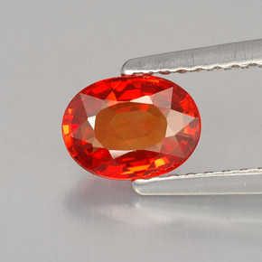 0.99 ct Orange Sapphire Gemstone, Sapphire Gem in Oval Facet Shape for Sale.