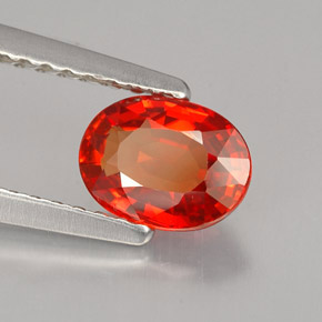 0.99 ct Orange Sapphire Stone, Natural Sapphire in Oval Facet Shape for Sale
