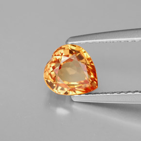 1.35 ct Orange Sapphire Gemstone, Sapphire Gem in Heart Facet Shape for Sale.