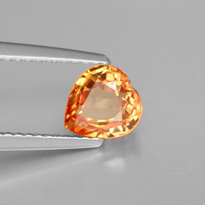 1.35 ct Orange Sapphire Stone, Natural Sapphire in Heart Facet Shape for Sale