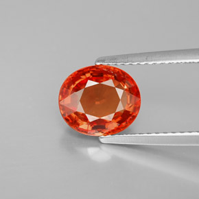 2.50 ct Orange Sapphire Gemstone, Sapphire Gem in Oval Facet Shape for Sale.