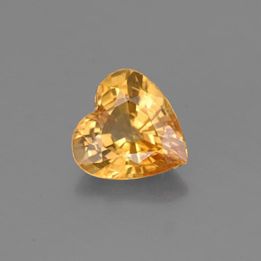 0.89 ct Yellow Sapphire Gemstone, Sapphire Gem in Heart Facet Shape for Sale.