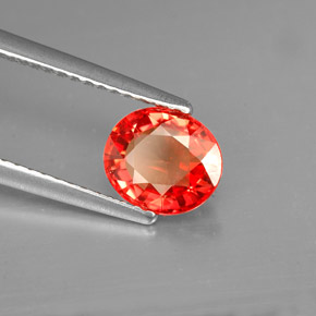 1.54 ct Orange Sapphire Stone, Natural Sapphire in Oval Facet Shape for Sale