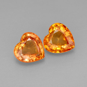 1.96 ct Orange Sapphire Gemstone, Sapphire Gem in Heart Facet Shape for Sale.
