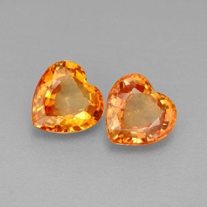 1.96 ct Orange Sapphire Stone, Natural Sapphire in Heart Facet Shape for Sale