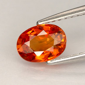0.97 ct Orange Sapphire Gemstone, Sapphire Gem in Oval Facet Shape for Sale.