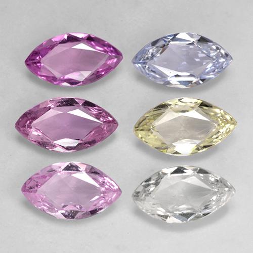 2.83 ctw Multicolor Sapphire Gemstones, Sapphire Gems in Marquise Facet Shape for Sale.