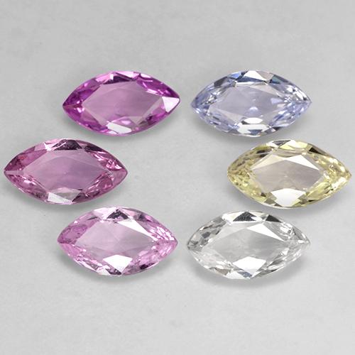 2.83 ctw Multicolor Sapphire Stones, Natural Sapphire in Marquise Facet Shape for Sale