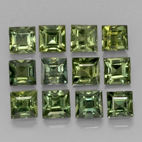 4.16 ct Green Sapphire Gemstone, Sapphire Gem in Square Facet Shape for Sale.