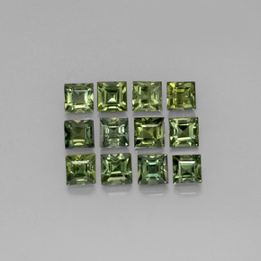 4.16 ct Green Sapphire Stone, Natural Sapphire in Square Facet Shape for Sale