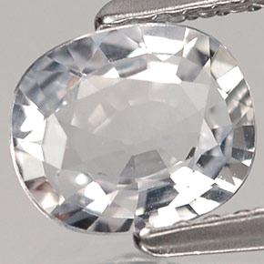 1.04 ct White Sapphire Gemstone, Sapphire Gem in Oval Facet Shape for Sale.