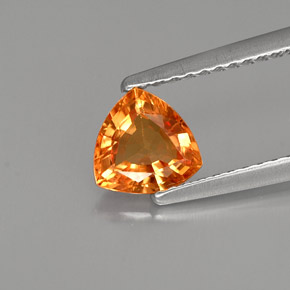 0.87 ct Orange Sapphire Gemstone, Sapphire Gem in Trillion Facet Shape for Sale.