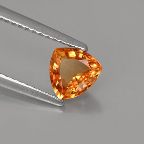 0.87 ct Orange Sapphire Stone, Natural Sapphire in Trillion Facet Shape for Sale