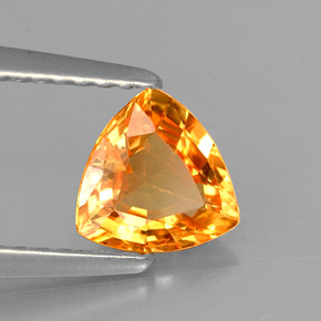 0.87 ct Orange Sapphire Stone, Natural Sapphire in Trillion Facet Shape for Sale