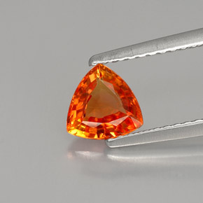 0.88 ct Orange Sapphire Gemstone, Sapphire Gem in Trillion Facet Shape for Sale.