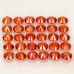 Sapphire Gemstone in 3 mm (calibrated) Size for Sale, Sapphire Stone in Red Orange Color