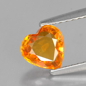 1.10 ct Orange Sapphire Gemstone, Sapphire Gem in Heart Facet Shape for Sale.