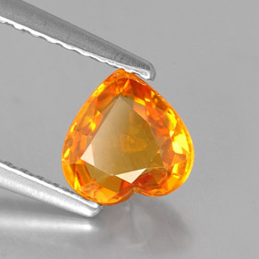 1.10 ct Orange Sapphire Stone, Natural Sapphire in Heart Facet Shape for Sale