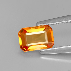 0.65 ct Orange Sapphire Gemstone, Sapphire Gem in Octagon Facet Shape for Sale.