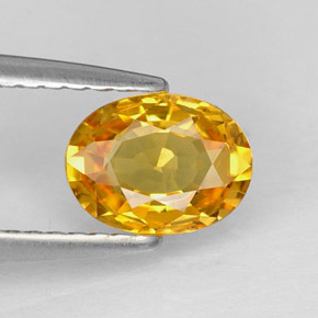 0.97 ct Yellow Sapphire Gemstone, Sapphire Gem in Oval Facet Shape for Sale.