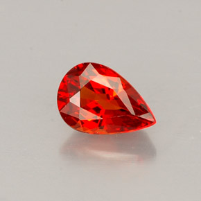 0.65 ct Orange Sapphire Gemstone, Sapphire Gem in Pear Facet Shape for Sale.